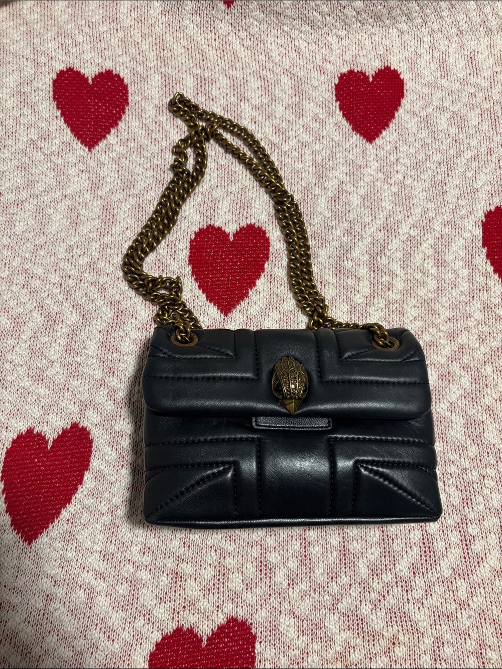 Kurt Geiger Quilted Chain Shoulder Bag in Black Like New